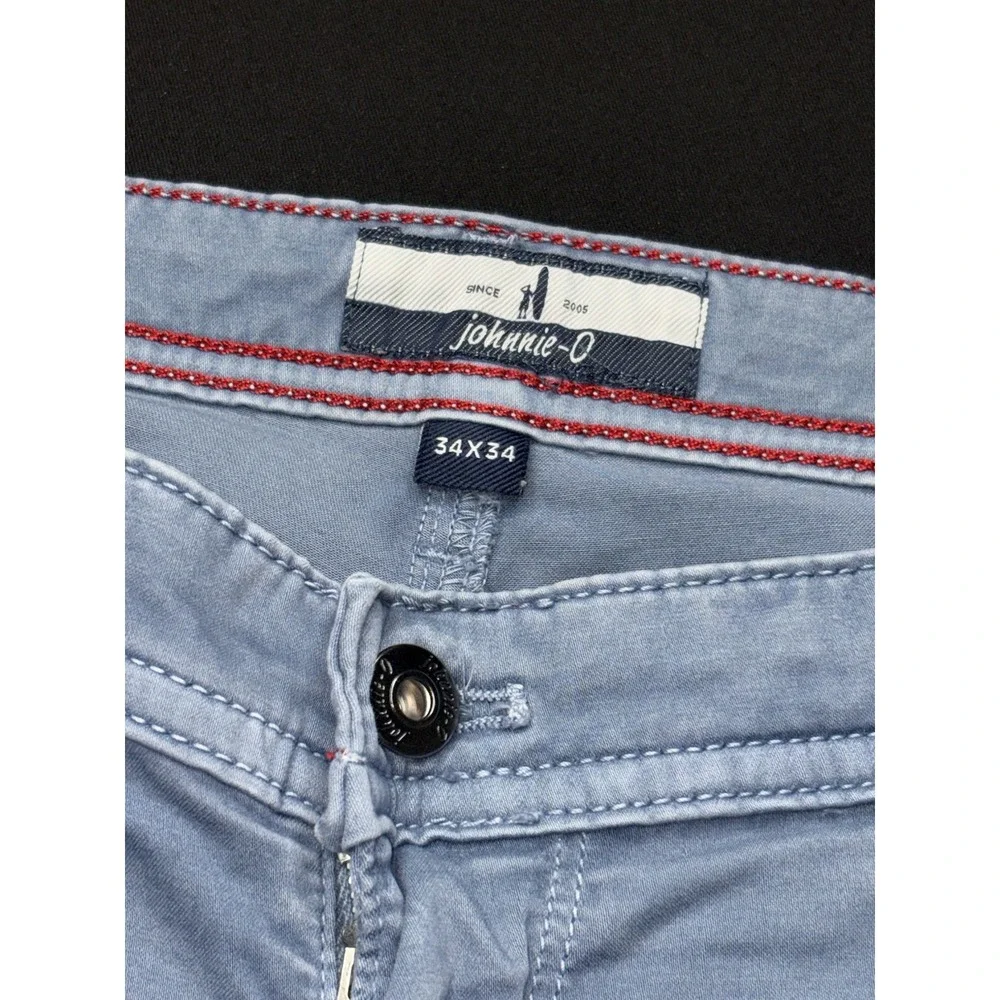 Johnnie-O Carmel Pants Men 34x34 5-Pocket Stretch JMPA100050 Blue Stretch Chinos